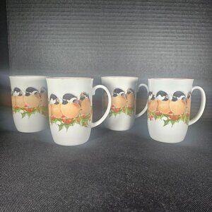 Otagiri Singing Chickadee & Holly & Berries White Coffee Mug Valerie Pfeiffer
